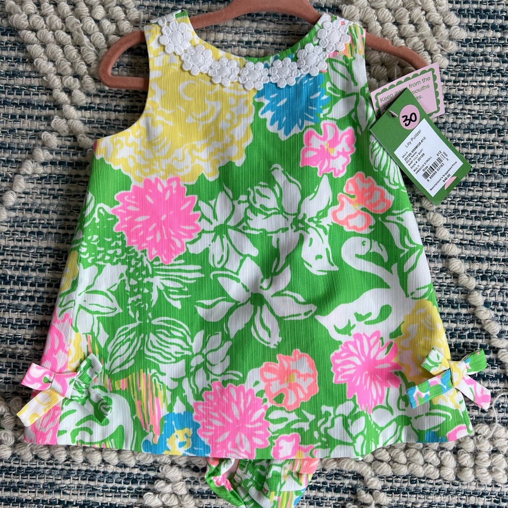 Lilly Pulitzer NWT baby lilly shift w matching bloomer. Size 6/12